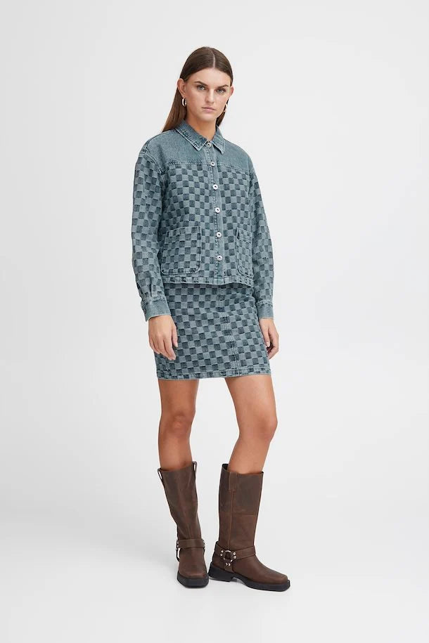 Ichi Chekie Blue Jeans Skirt