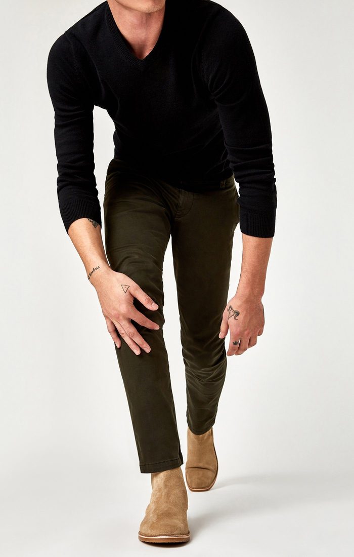 Johnny Dark Green Twill Trousers Mavi