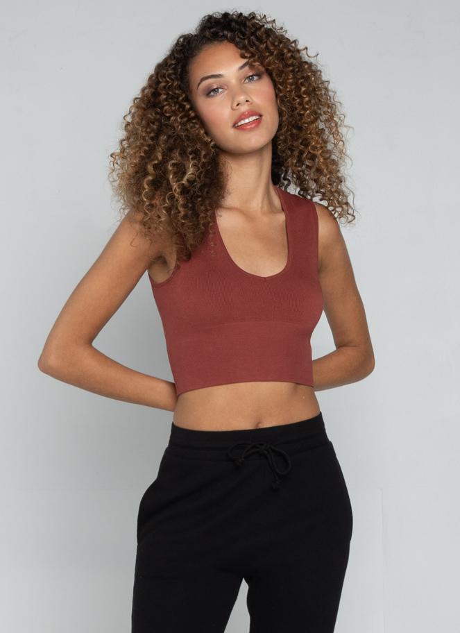 Bamboo Deep V Rib Brandy It's Me
