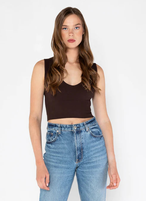 Bamboo Deep V Rib Brown It's Me