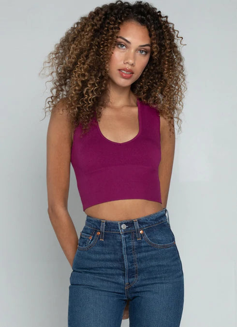 Bamboo Deep V Rib Magenta It's Me