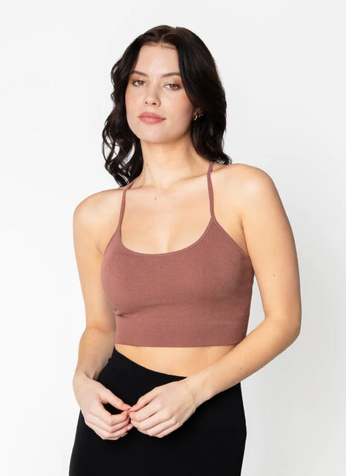 Bamboo Ribbed Cross Back Tank C'est Moi