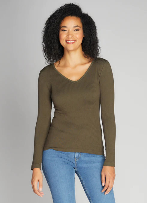 Seamless Rib V Neck C'est Moi