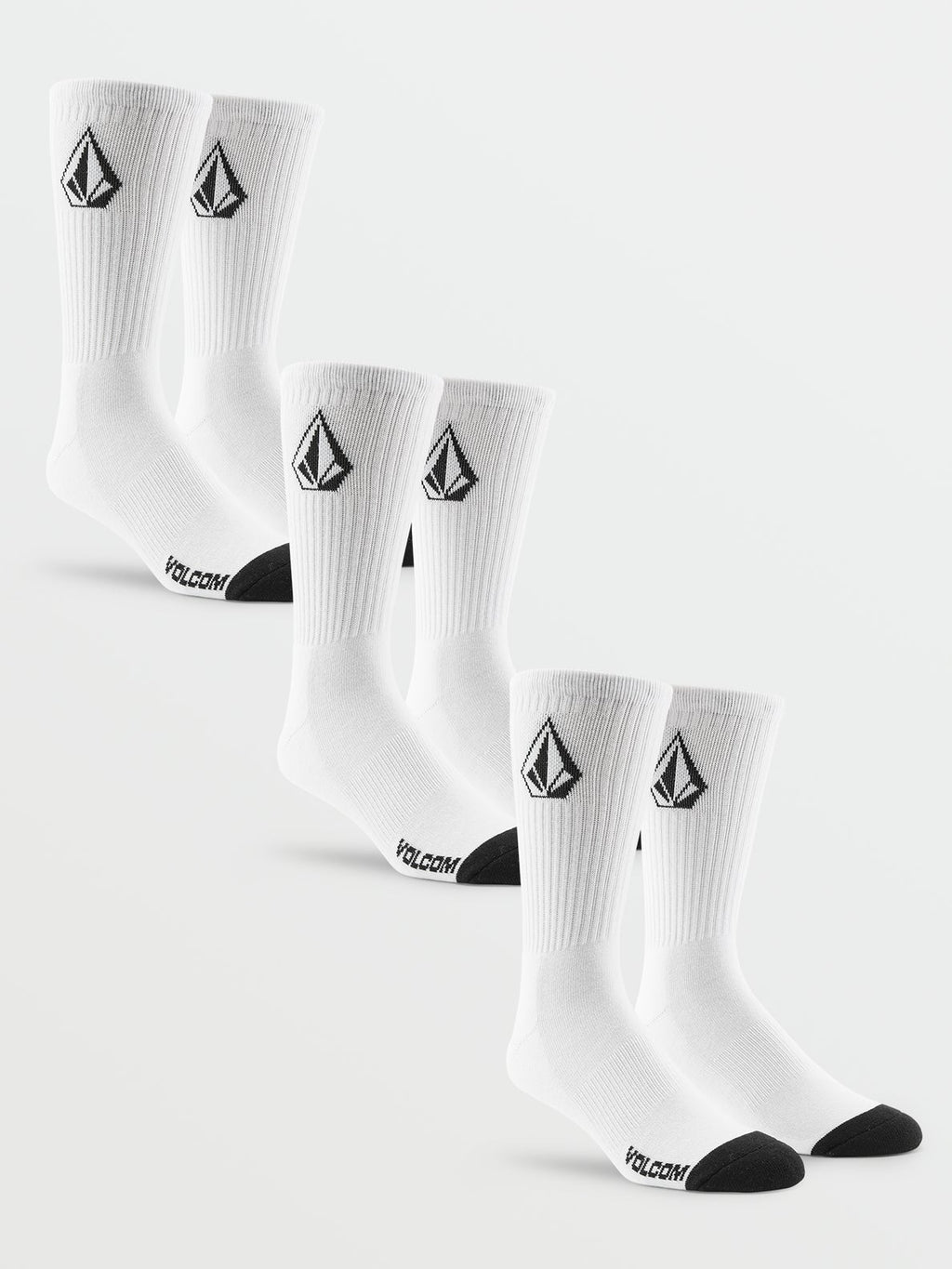 Volcom 3 Pack Full Stone Socks White