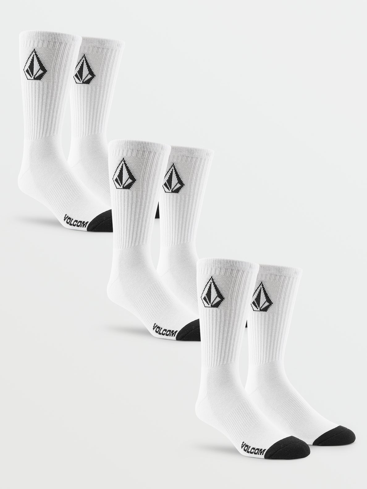Volcom 3 Pack Full Stone Socks White