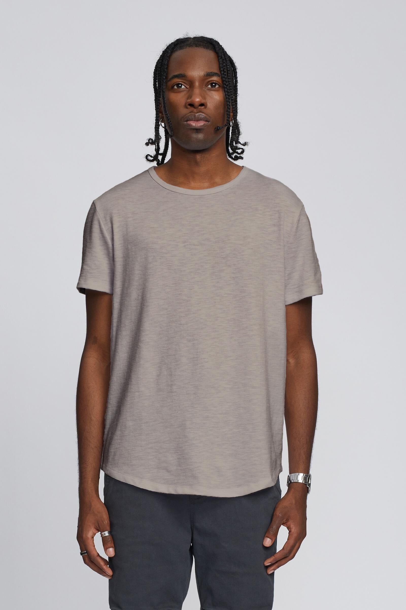 Kuwalla Taupe Hi-Lo Slub T-Shirt